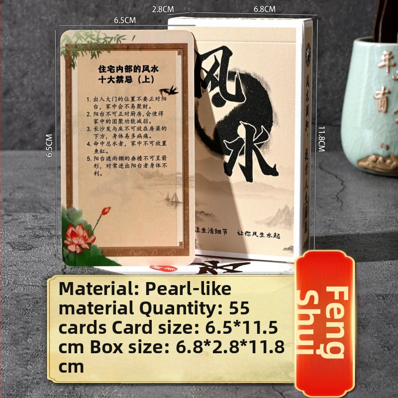 Karty na čítanie dlane a tváre s feng shui, I Ching Bagua pre veštenie — papierové kartičky; balenie: farebná krabička; vhodné pre 14+