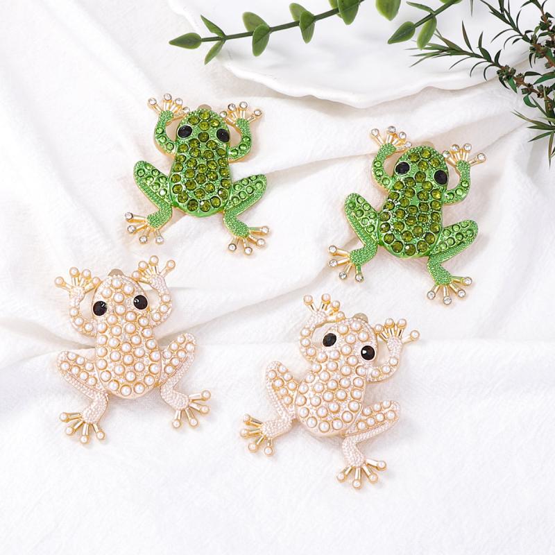 Náušnice Mi xuan, žabí tvar, zinková zliatina, elektroplátované, ľahký luxusný štýl