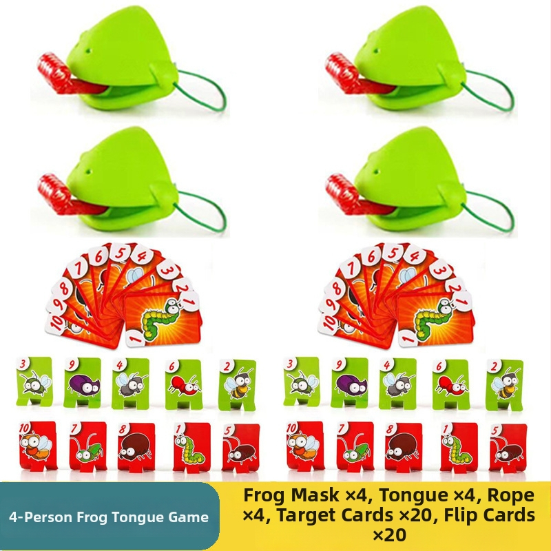 Настолна семейна игра: жабешка уста и език, цветен гущер и тема със змии, състезателни карти за родители и деца — мека гума, цветна кутия, развива координацията ръка-око
