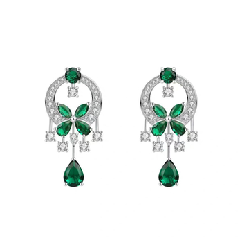 Motýľové náušnice, pozlátené meďou + zirkónmi, ľahký luxusný štýl (Materiál: meď + zirkón; Povrch: pozlátený; Tvar: motýľ; Štýl: ľahký luxus)