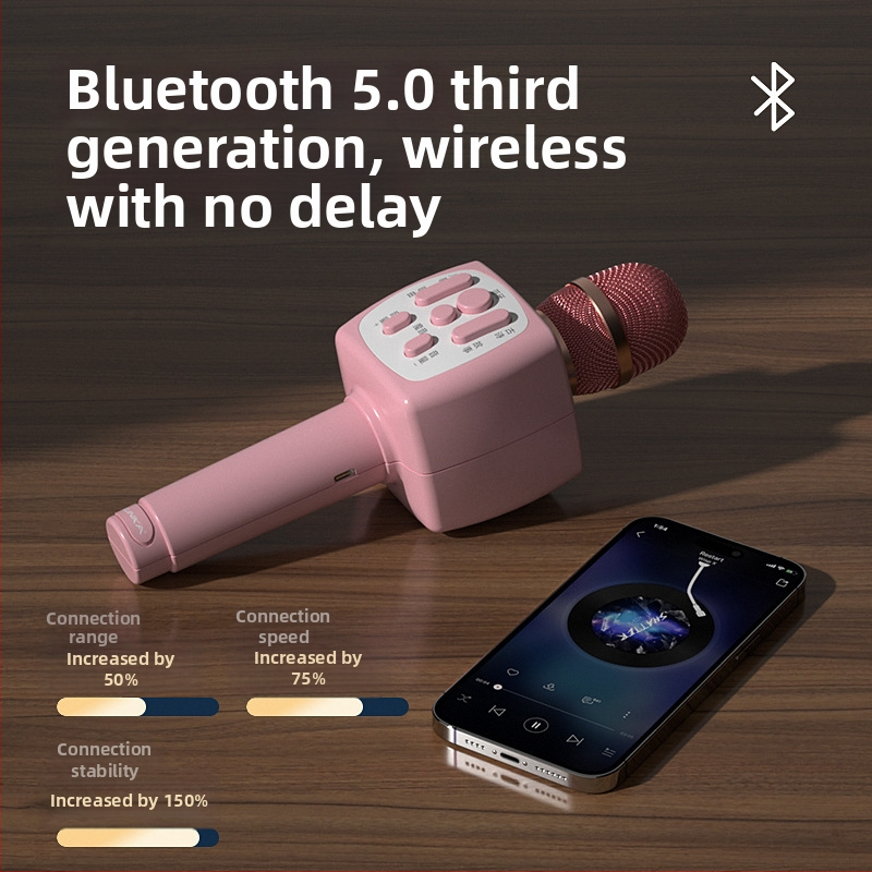 Juhtmevaba Bluetooth'i laste mikrofoni animatsioonilise disainiga ja sisseehitatud kõlariga — karaokemäng, ABS-materjal, vanus 7–14 aastat