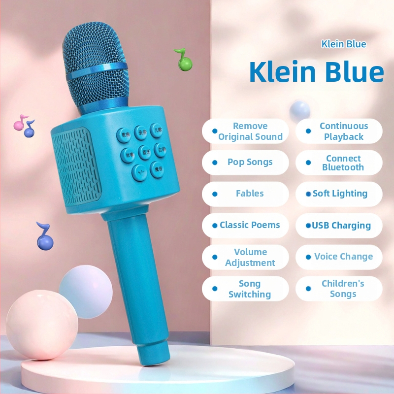 Juhtmevaba Bluetooth'i laste mikrofoni animatsioonilise disainiga ja sisseehitatud kõlariga — karaokemäng, ABS-materjal, vanus 7–14 aastat
