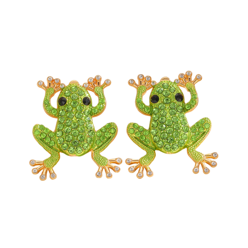 Náušnice žaba tvare zinkovej zliatiny, elektroplatované, s ušnými ihlami zo zlata 14K (Materiál: zinková zliatina; Spracovanie: elektroplatovanie; Tvar: žaba; Ušné ihly: 14K zlato)
