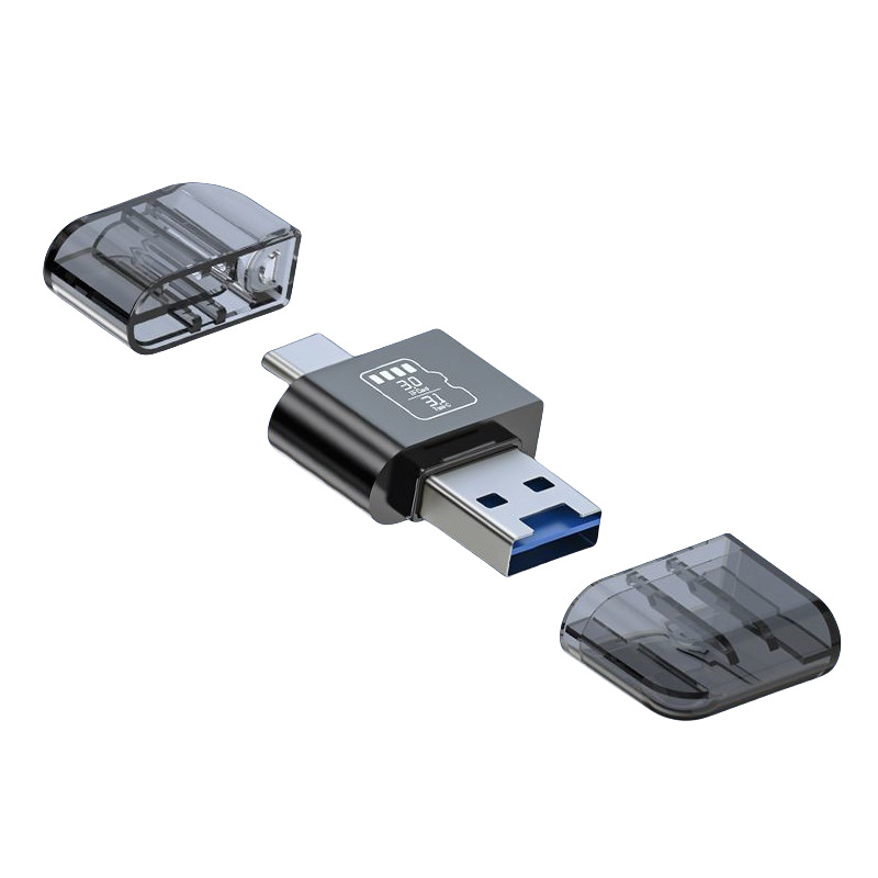 Четец за TF карти USB 3.1, Type-C и USB, 2-в-1, метален корпус