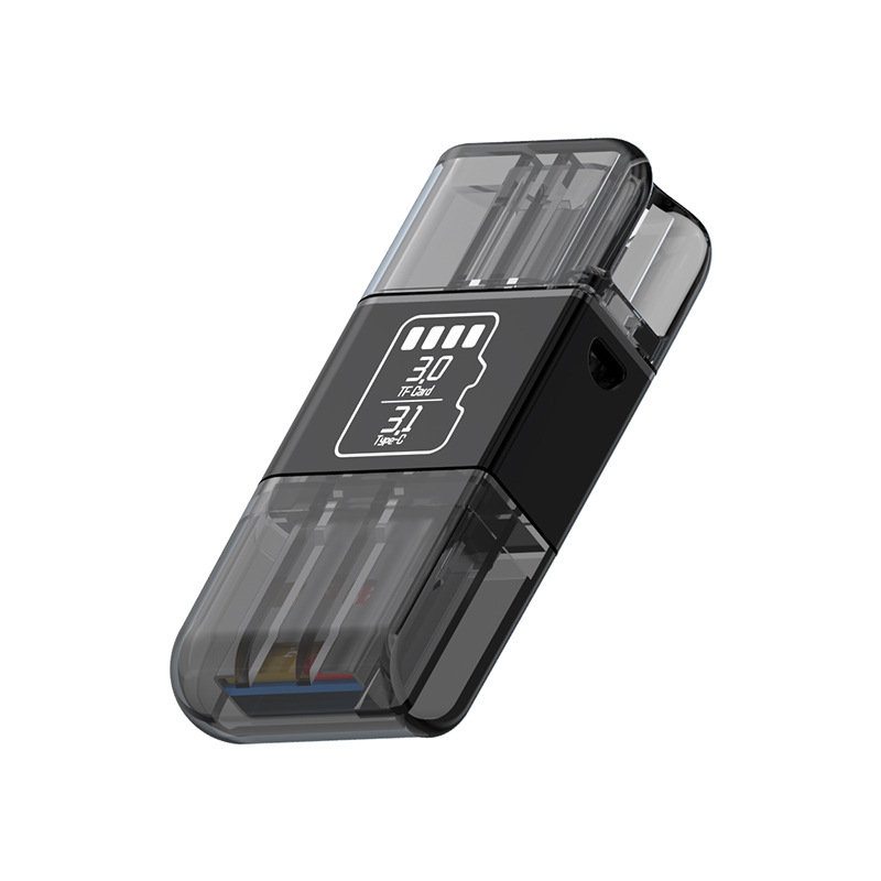 Четец за TF карти USB 3.1, Type-C и USB, 2-в-1, метален корпус