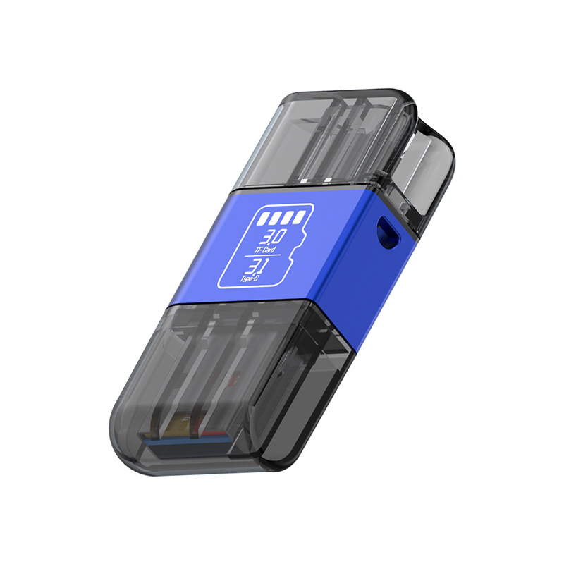 Четец за TF карти USB 3.1, Type-C и USB, 2-в-1, метален корпус