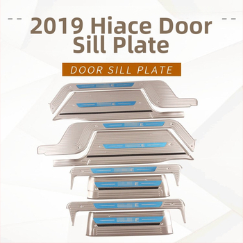Prag LED pentru uși din oțel inoxidabil pentru HIACE 2019 – pedala de întâmpinare LED interioară și exterioară și panou de protecție spate