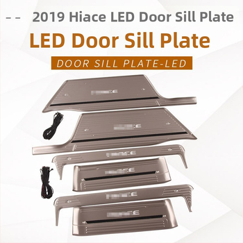 Prag LED pentru uși din oțel inoxidabil pentru HIACE 2019 – pedala de întâmpinare LED interioară și exterioară și panou de protecție spate