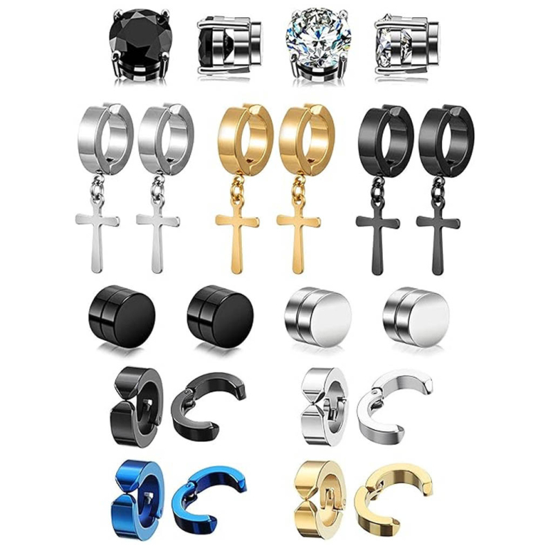 Roostevabast terasest kõrvaklipsud – unisex, geomeetriline disain, elektroplaadimine