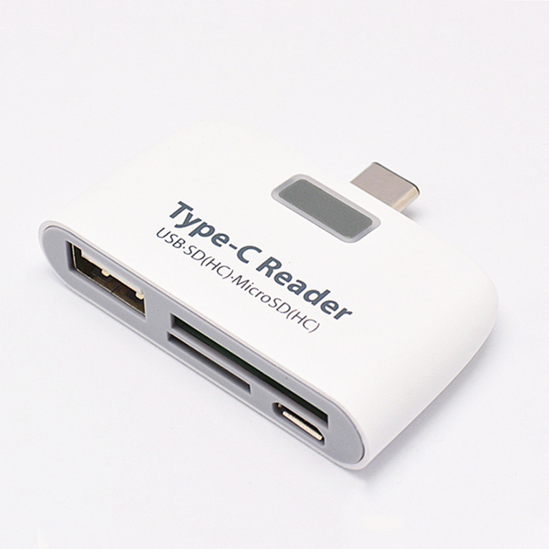 OTG 4-σε-1 αναγνώστης καρτών με USB-C/USB 2.0, SD/SDHC/TF — εξωτερικός για Apple iPhone/iPad, Android τηλέφωνα, υπολογιστές και tablet