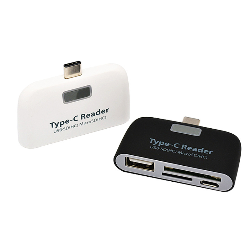 OTG 4-σε-1 αναγνώστης καρτών με USB-C/USB 2.0, SD/SDHC/TF — εξωτερικός για Apple iPhone/iPad, Android τηλέφωνα, υπολογιστές και tablet