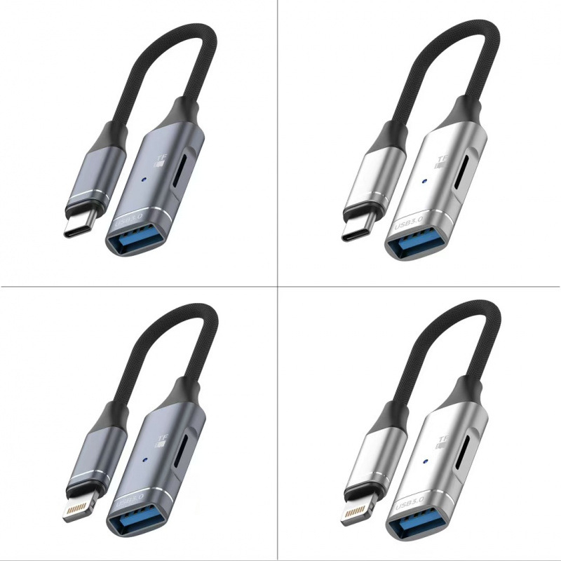 Type-C TF čitač kartica OTG adapter USB 3.0, vanjski, kućište od aluminijske legure