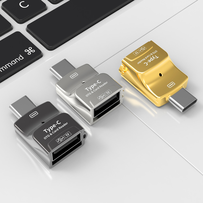 Jaya JY-270 USB-C OTG čitač kartica za mobitele, dvostruka funkcija: podrška TF kartici i USB disku, kompatibilan s Apple i Huawei