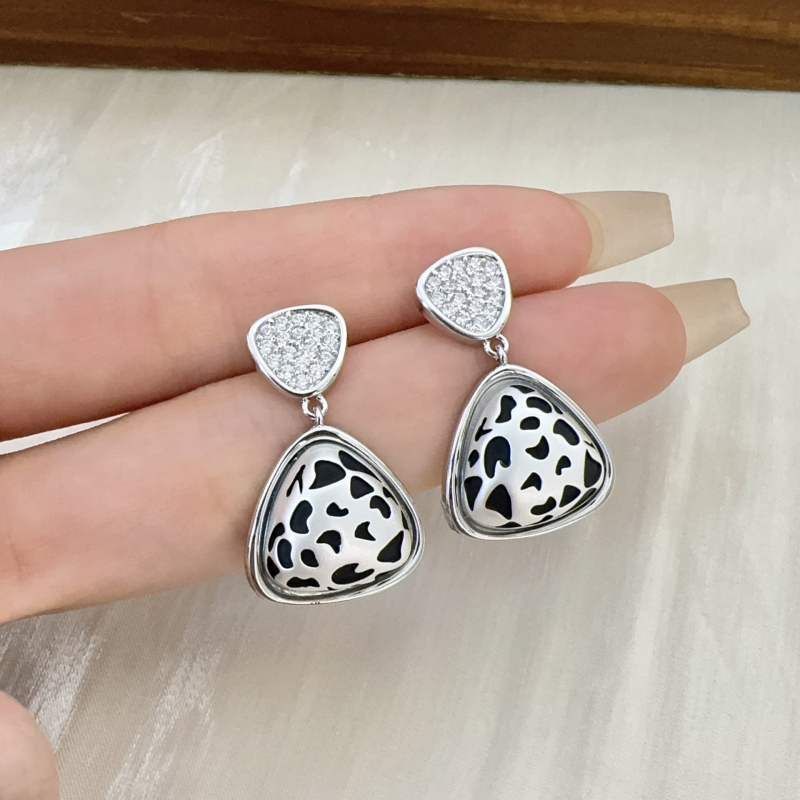 Geometriai formájú cirkóniumos fém medálos fülbevalók nőknek, elektroplakolás, 925-ös ezüst tűkkel, személyre szabott trend