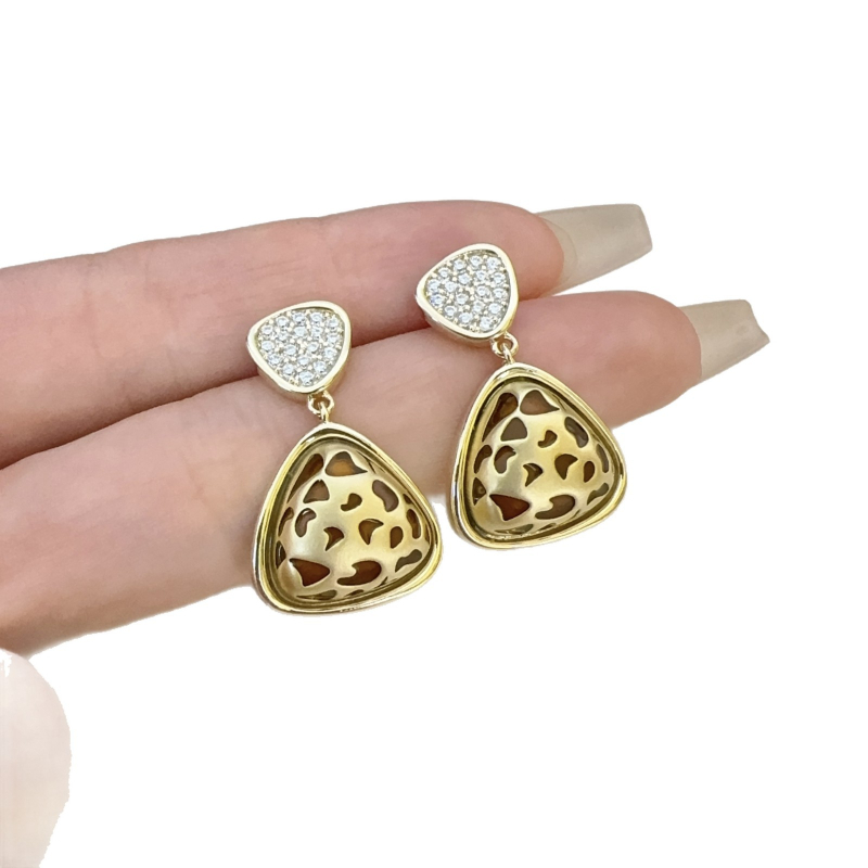 Geometriai formájú cirkóniumos fém medálos fülbevalók nőknek, elektroplakolás, 925-ös ezüst tűkkel, személyre szabott trend