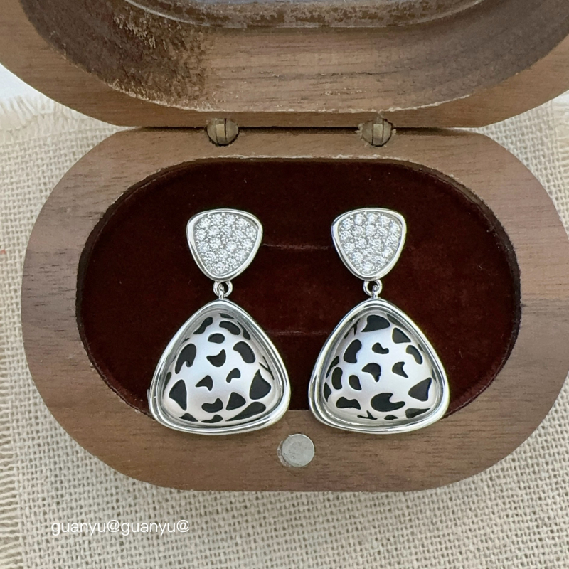 Geometriai formájú cirkóniumos fém medálos fülbevalók nőknek, elektroplakolás, 925-ös ezüst tűkkel, személyre szabott trend