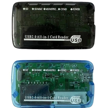 RYC44 USB 2.0 čitač memorijskih kartica — vanjski, sve-u-jednom, podržava CF, SD/SDHC, MicroSD, MMC, MS Pro Duo, RS-MMC