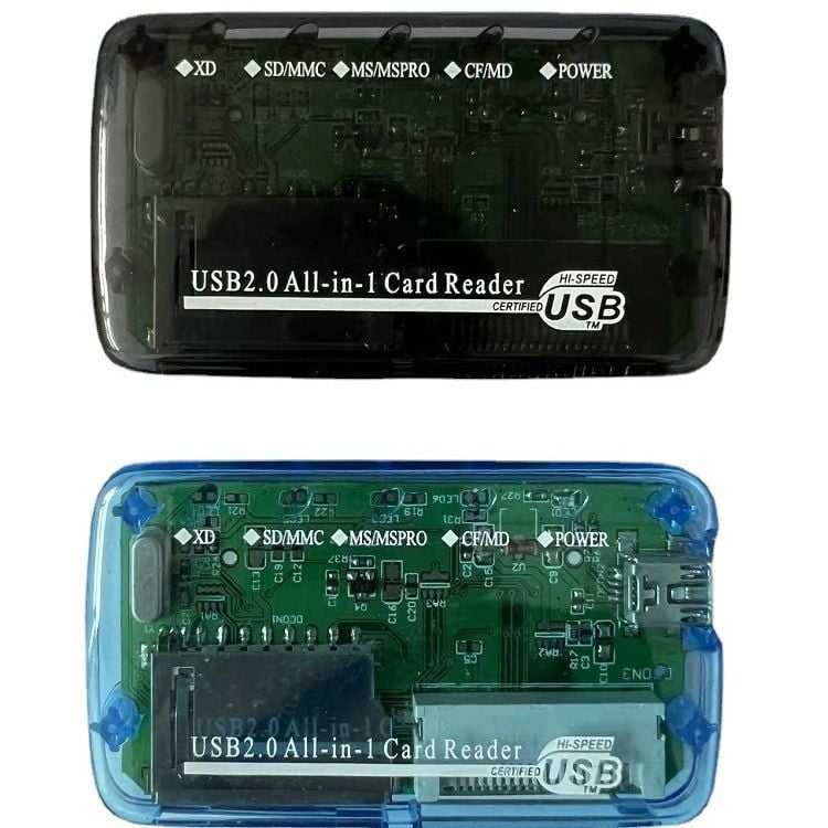 RYC44 USB 2.0 čitač memorijskih kartica — vanjski, sve-u-jednom, podržava CF, SD/SDHC, MicroSD, MMC, MS Pro Duo, RS-MMC
