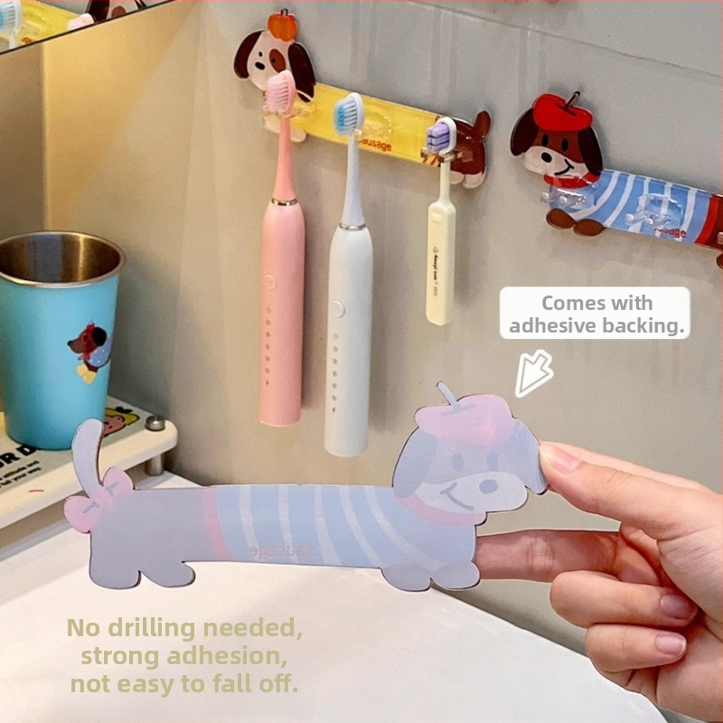 Hammasharja hoidik, seina peal, ilma puurimiseta, akrülist, elektriliste hammasharjade jaoks, kolme liikmelise pere jaoks