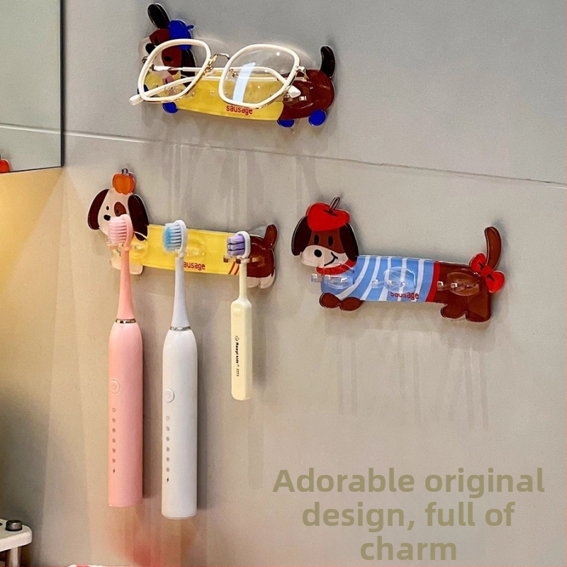 Hammasharja hoidik, seina peal, ilma puurimiseta, akrülist, elektriliste hammasharjade jaoks, kolme liikmelise pere jaoks