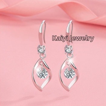 Pasisukantys auskarai su kilpa, vario pagrindas, lašinio formos, auksu dengti dirbiniai akmenys, elektroplatinimas