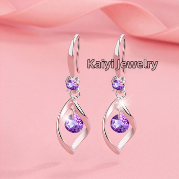 Pasisukantys auskarai su kilpa, vario pagrindas, lašinio formos, auksu dengti dirbiniai akmenys, elektroplatinimas