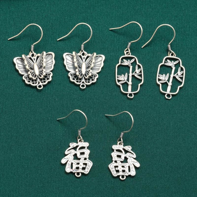 Cercei geometrici din argint S925, stil retro, pandantiv cu ciucuri