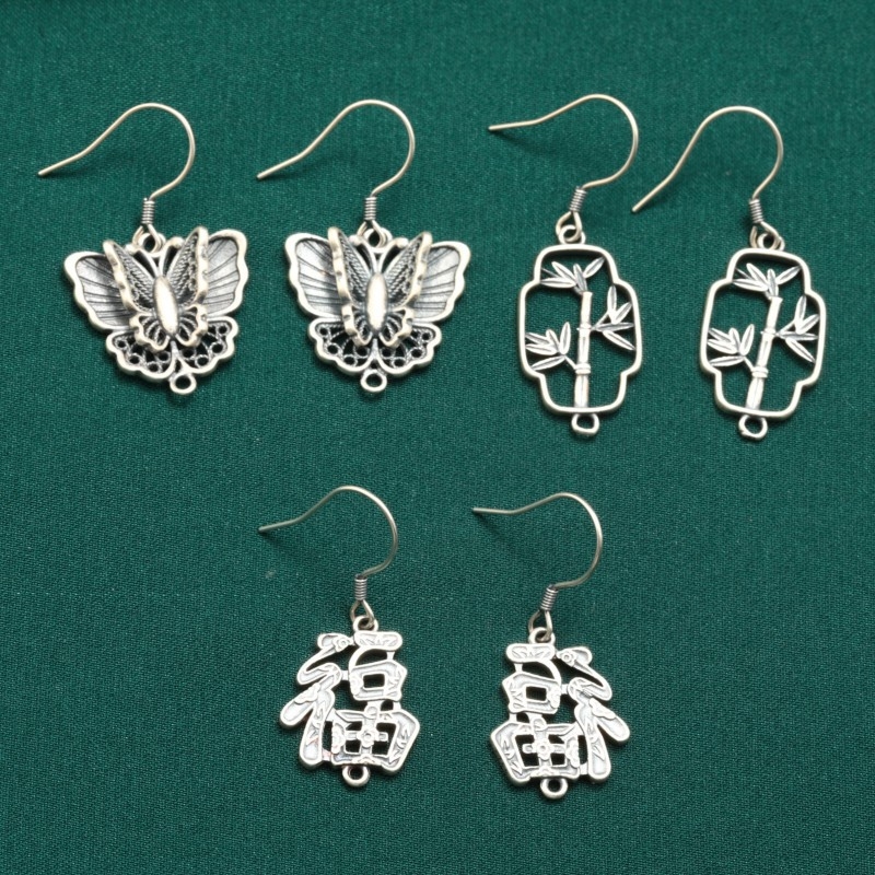 Cercei geometrici din argint S925, stil retro, pandantiv cu ciucuri