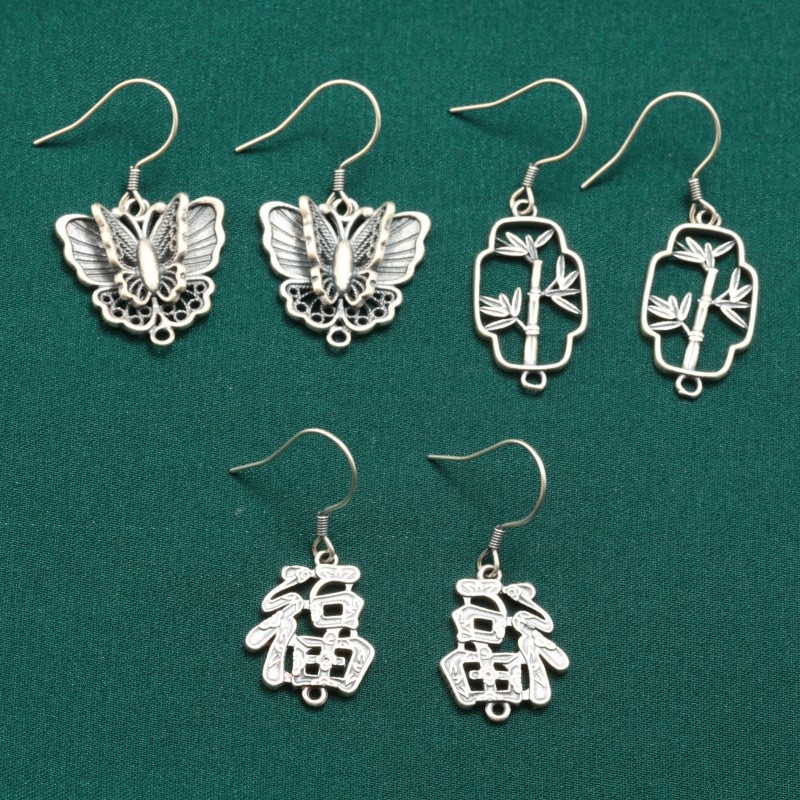 Cercei geometrici din argint S925, stil retro, pandantiv cu ciucuri