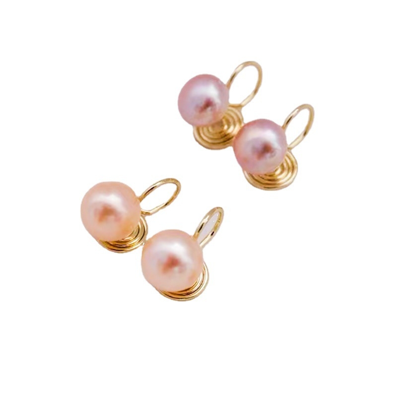 Gyöngyös fülklip nőknek, kézzel készített, 14K aranyinjektált bevonat, mosquito coil-ihletésű dizájn