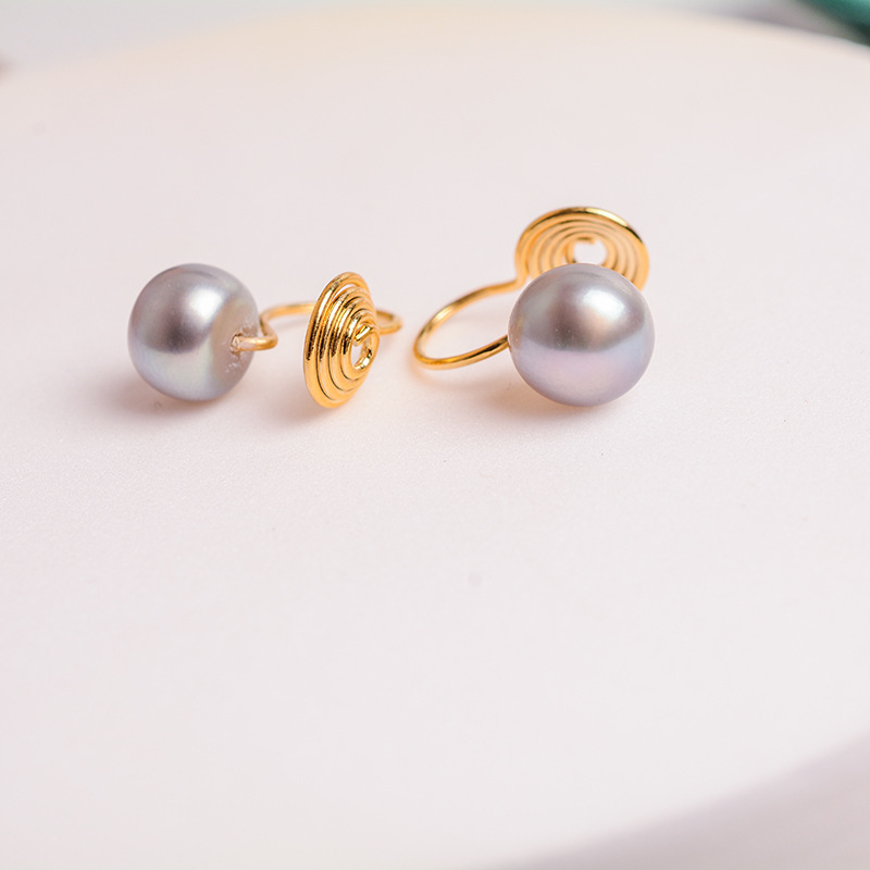 Gyöngyös fülklip nőknek, kézzel készített, 14K aranyinjektált bevonat, mosquito coil-ihletésű dizájn