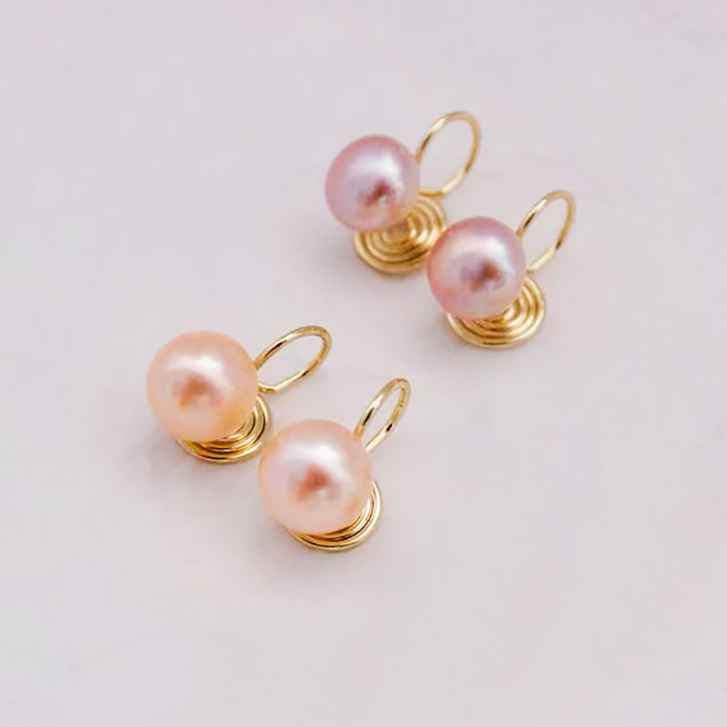 Gyöngyös fülklip nőknek, kézzel készített, 14K aranyinjektált bevonat, mosquito coil-ihletésű dizájn