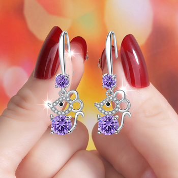 Cercei cu urechi de șoarece, bază din cupru, pietre placate cu aur, electroplacare, stil feminin, Hejun