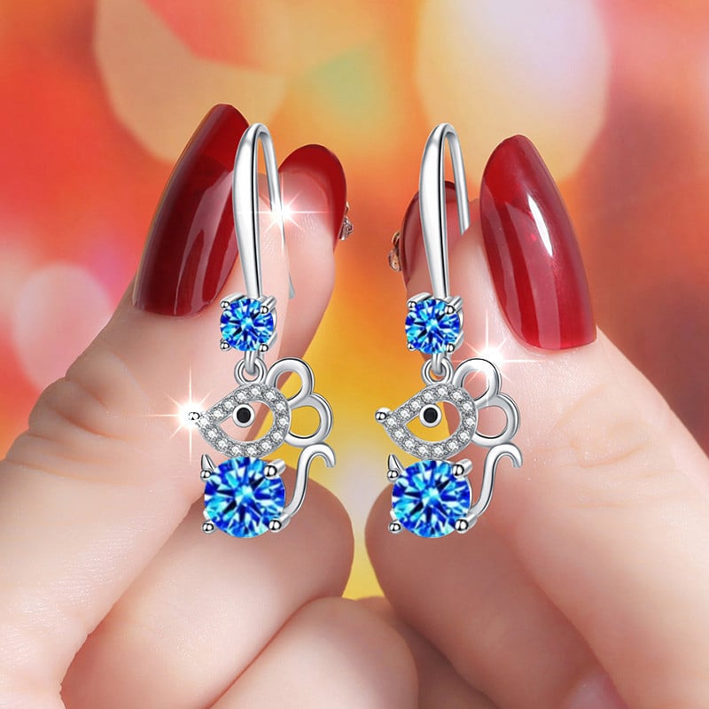 Cercei cu urechi de șoarece, bază din cupru, pietre placate cu aur, electroplacare, stil feminin, Hejun