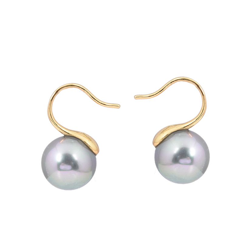 Перлени обици с кукичка за ухото, геометричен дизайн, материал: черупка, пролет 2025 колекция, дамски офис стил