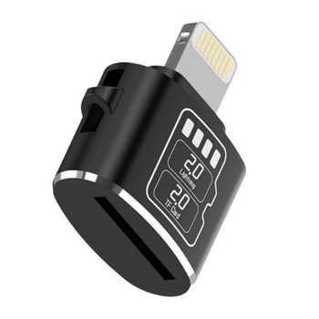 SD/TF čitač kartica sa svjetlom – Lightning sučelje, aluminijska legura, vanjska ugradnja, 20 g