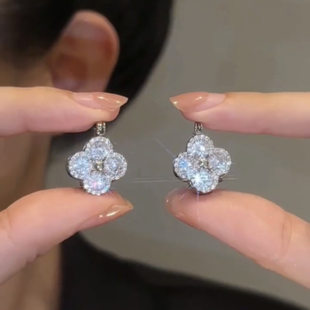 GUSHI cirkón virág fülbevalók, koreai stílus, kétoldalas, elektroplattált