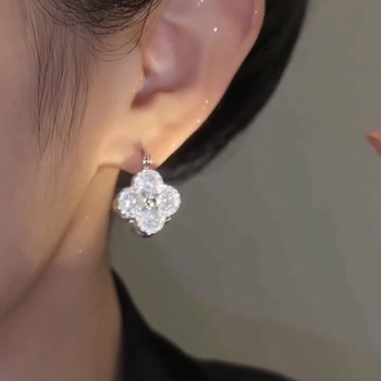GUSHI cirkón virág fülbevalók, koreai stílus, kétoldalas, elektroplattált