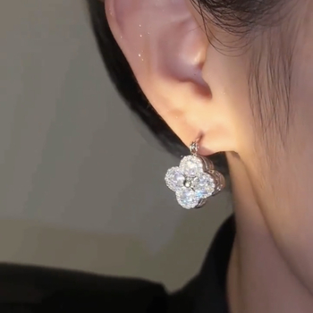 GUSHI cirkón virág fülbevalók, koreai stílus, kétoldalas, elektroplattált