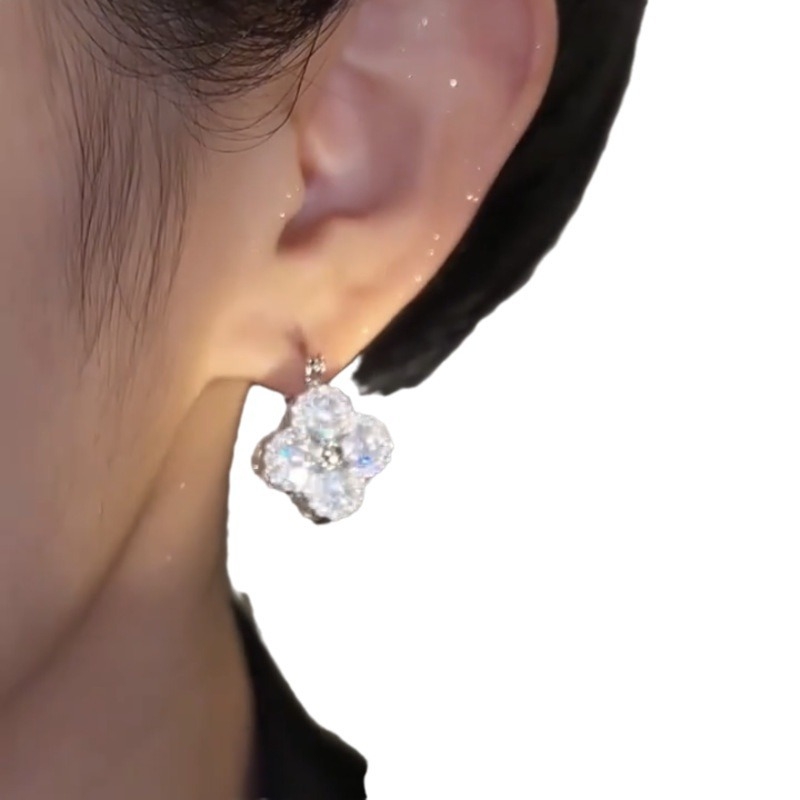 GUSHI cirkón virág fülbevalók, koreai stílus, kétoldalas, elektroplattált