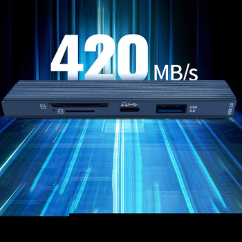 Dock USB-C pentru tabletă cu cititor SD/TF, 2 porți USB 3.0 și încărcare prin docking – aliaj de aluminiu