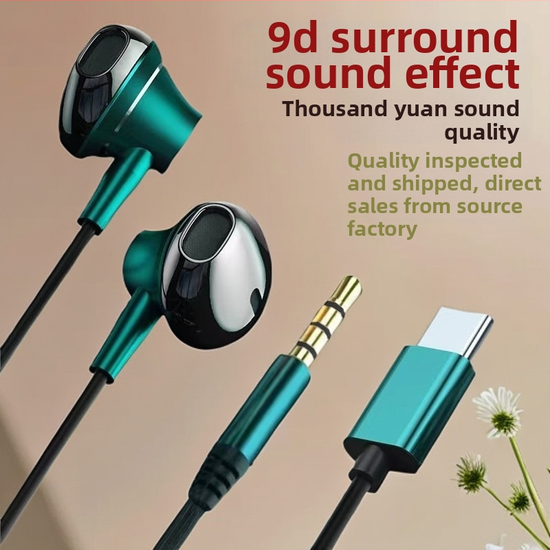 In-ear káblové slúchadlá s vstavaným mikrofónom a silným basom, 14,2 mm meniče, kovové puzdro, 3,5 mm konektor