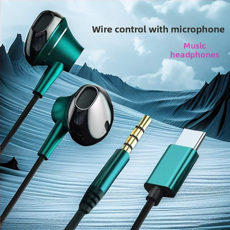 In-ear káblové slúchadlá s vstavaným mikrofónom a silným basom, 14,2 mm meniče, kovové puzdro, 3,5 mm konektor