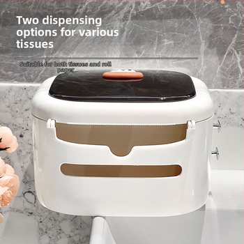 Stienai piestiprināms sejas dvieļu uzglabāšanas korpuss - plastmasas, mūsdienīgs minimālisma stils, ūdensizturīgs, saderīgs ar papīra ruļļiem, modelis WJ-168