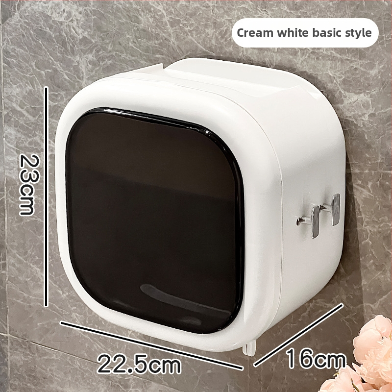 Stienai piestiprināms sejas dvieļu uzglabāšanas korpuss - plastmasas, mūsdienīgs minimālisma stils, ūdensizturīgs, saderīgs ar papīra ruļļiem, modelis WJ-168