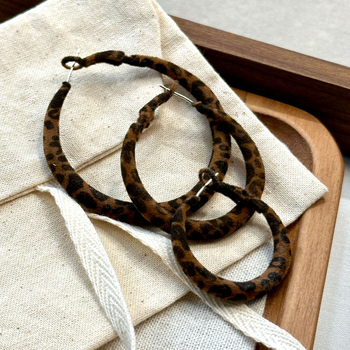 HLZ дамски кръгли обици с леопардов принт, есен 2025, модерен стил, материал: сплав, технология на обработка: инжекционно производство