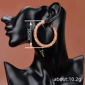 Cercei cercuri geometrice din cupru, pentru femei, finisaj electroplacat