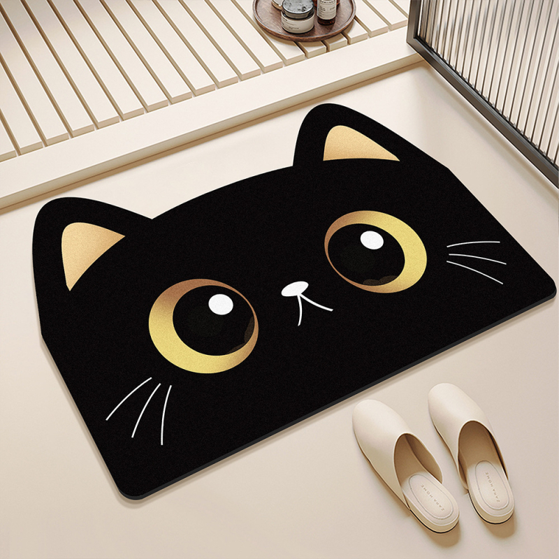 Подложка за пода от диатомова глина — абсорбираща, неплъзгаща се, бързосъхнеща, с карикатурен принт и специална форма за баня