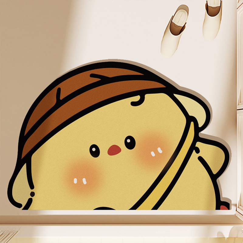 Подложка за пода от диатомова глина — абсорбираща, неплъзгаща се, бързосъхнеща, с карикатурен принт и специална форма за баня