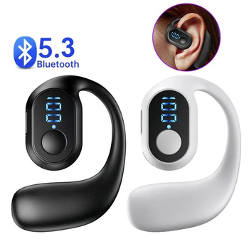 Căști Bluetooth cu agățături pentru urechi, anulare zgomot, durată lungă a bateriei 4–8 h, afișaj digital al nivelului bateriei, IPX7 rezistente la apă, Bluetooth 5.4, rază de 10 m